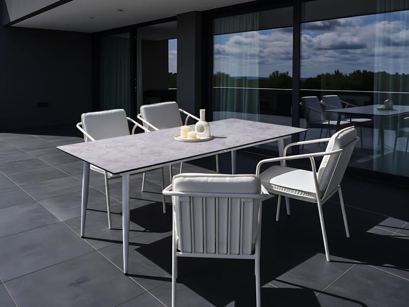 Matbord utomhus Tolentino 90x180 cm Steneffekt - Grå/Vit - Utemöbler & utemiljö - Utebord & trädgårdsbord - Matbord utomhus