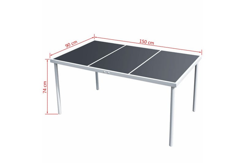 Trädgårdsbord 150x90x74 cm svart stål - Svart - Matbord utomhus