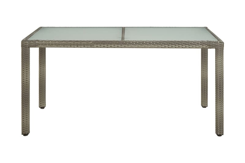 Trädgårdsbord 150x90x75 cm härdat glas och konstrotting grå - Grå - Matbord utomhus