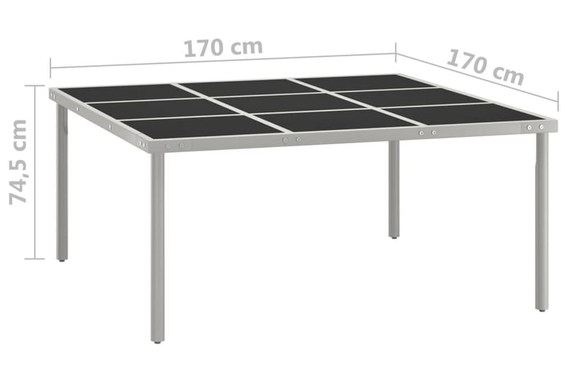 Trädgårdsbord 170x170x74,5 cm stål och glas - Svart - Matbord utomhus