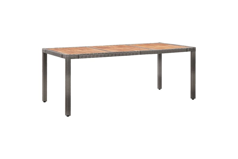 Trädgårdsbord 190x90x75 cm konstrotting och akaciaträ grå - Grå - Matbord utomhus
