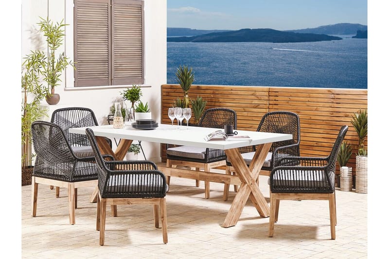 Trädgårdsbord 200 x 100 cm vit OLBIA - Vit - Utemöbler & utemiljö - Utebord & trädgårdsbord - Matbord utomhus