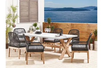 Trädgårdsbord 200 x 100 cm vit OLBIA - Vit - Utemöbler & utemiljö - Utebord & trädgårdsbord - Matbord utomhus