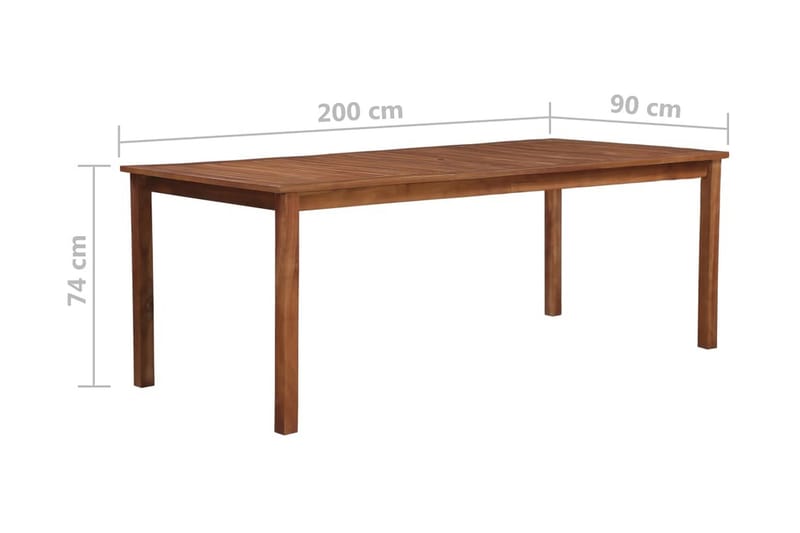 Trädgårdsbord 200x100x74 cm massivt akaciaträ - Brun - Matbord utomhus