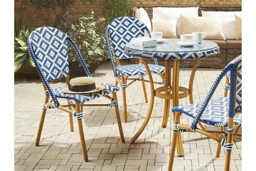 Trädgårdsbord 70 cm blå/vit mönster RIFREDDO - Blå - Utemöbler & utemiljö - Utebord & trädgårdsbord - Matbord utomhus