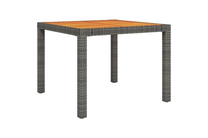 Trädgårdsbord 90x90x75 cm konstrotting och akaciaträ grå - Matbord utomhus
