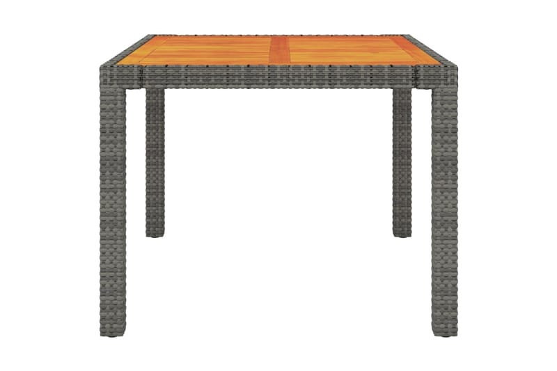 Trädgårdsbord 90x90x75 cm konstrotting och akaciaträ grå - Grå - Matbord utomhus