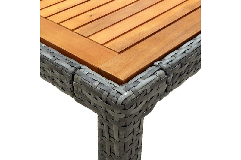 Trädgårdsbord 90x90x75 cm konstrotting och akaciaträ grå - Grå - Matbord utomhus