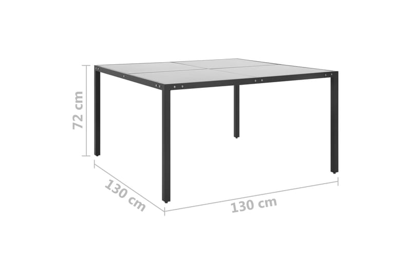 Trädgårdsbord antracit 130x130x72 cm stål och glas - Grå - Matbord utomhus
