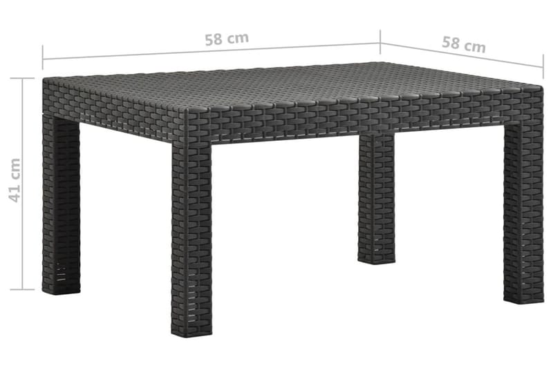Trädgårdsbord antracit 58x58x41 cm PP-rotting - Grå - Matbord utomhus