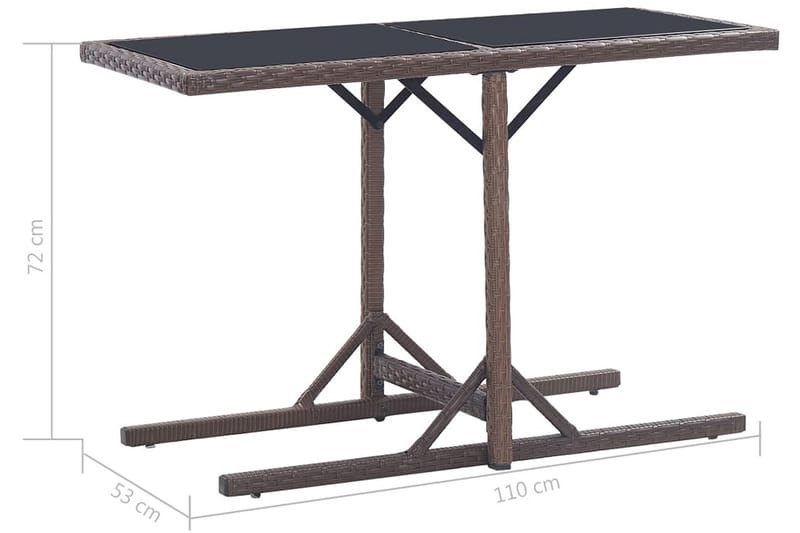 Trädgårdsbord brun 110x53x72 cm glas och konstrotting - Brun - Matbord utomhus