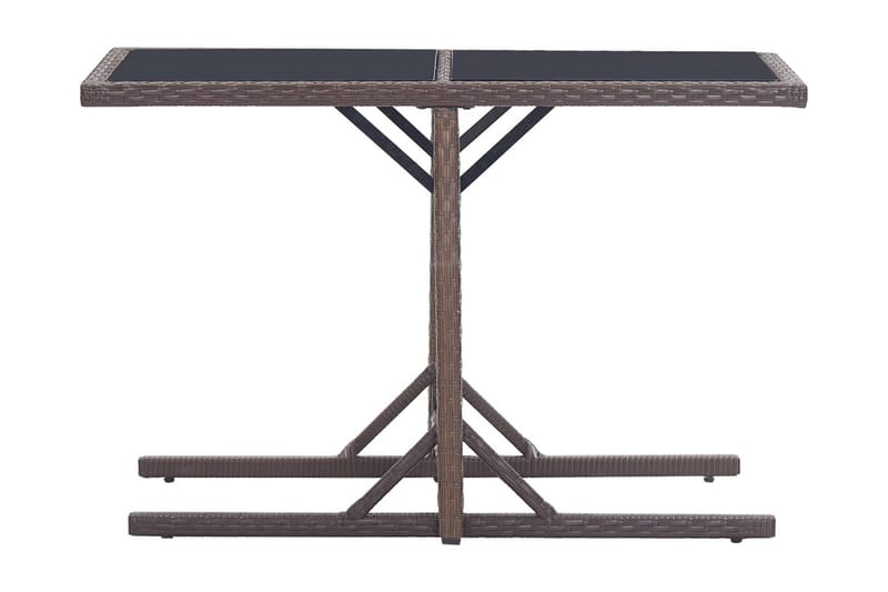 Trädgårdsbord brun 110x53x72 cm glas och konstrotting - Brun - Matbord utomhus