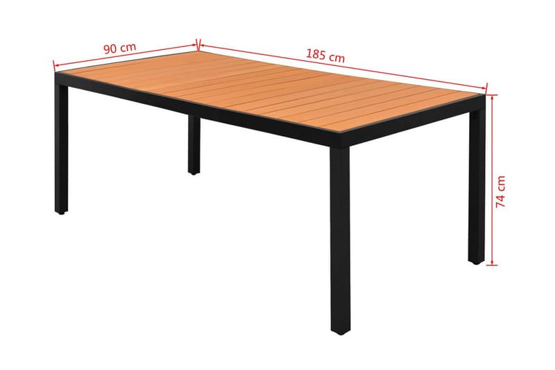 Trädgårdsbord brun 185x90x74 cm aluminium och WPC - Brun - Matbord utomhus