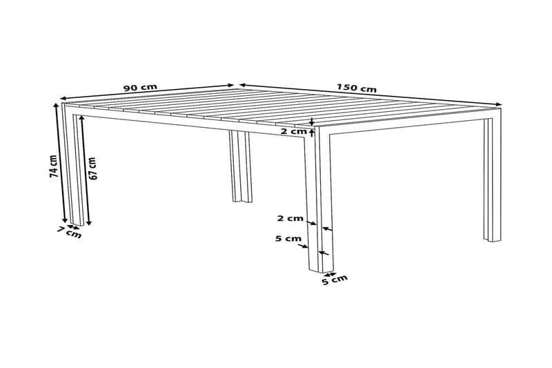 Trädgårdsbord Como 150 cm - Grå - Matbord utomhus