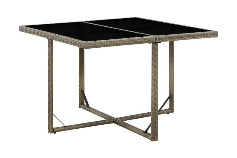 Trädgårdsbord grå 109x107x74 cm konstrotting och glas - Grå - Matbord utomhus