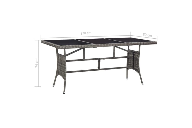 Trädgårdsbord grå 170x80x74 cm konstrotting - Grå - Matbord utomhus