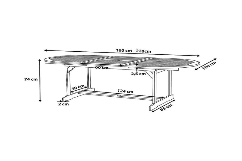 Trädgårdsbord Maui 220 cm - Trä/Natur - Matbord utomhus