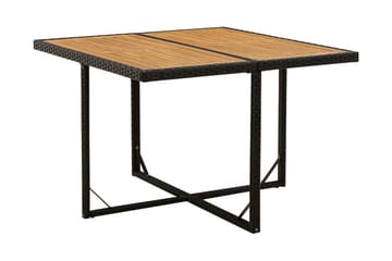 Trädgårdsbord svart 109x107x74 cm konstrotting & massiv akac