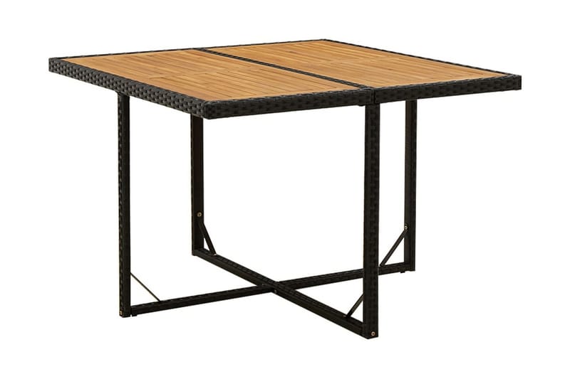 Trädgårdsbord svart 109x107x74 cm konstrotting & massiv akac - Svart - Matbord utomhus