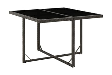 Trädgårdsbord svart 109x107x74 cm konstrotting och glas