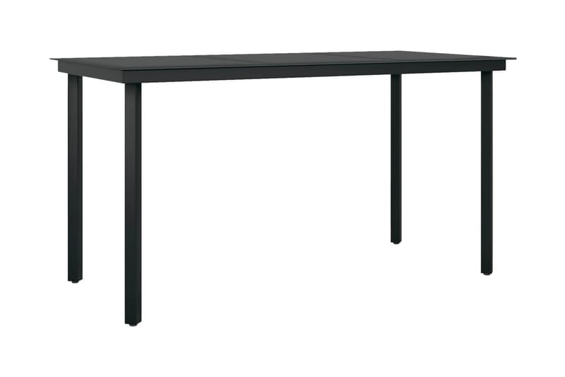 Trädgårdsbord svart 140x70x74 cm stål och glas - Svart - Matbord utomhus