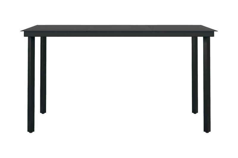 Trädgårdsbord svart 140x70x74 cm stål och glas - Svart - Matbord utomhus