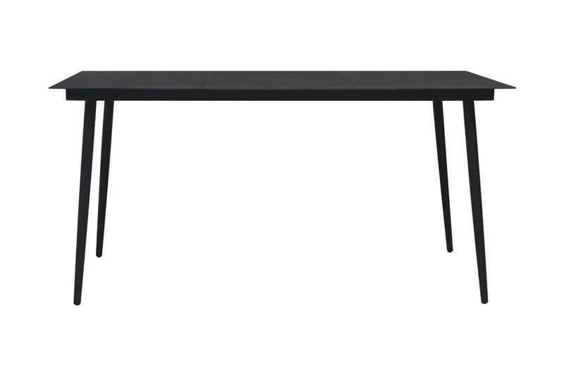 Trädgårdsbord svart 150x80x74 cm stål och glas - Svart - Matbord utomhus