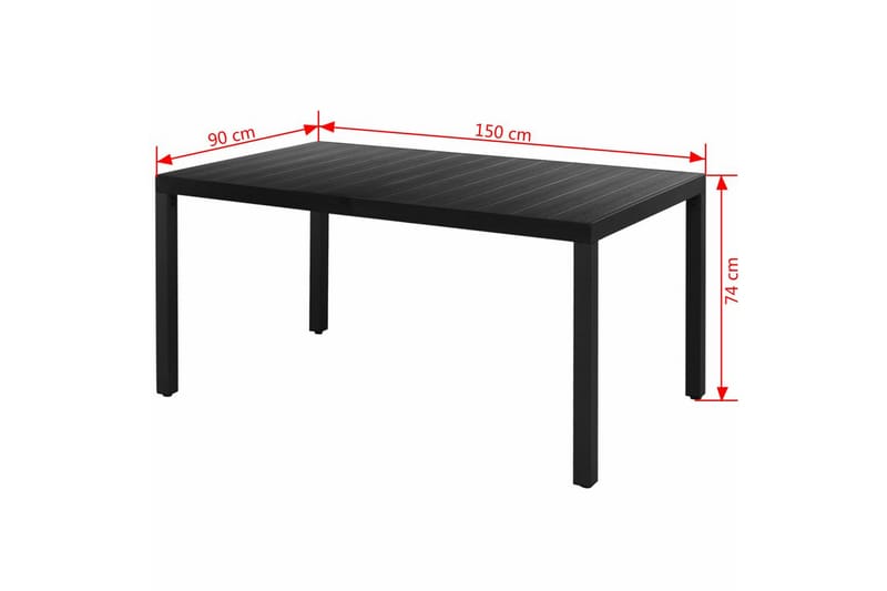 Trädgårdsbord svart 150x90x74 cm aluminium och WPC - Svart - Matbord utomhus