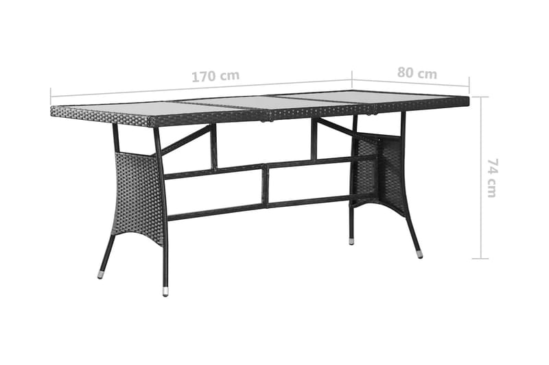 Trädgårdsbord svart 170x80x74 cm konstrotting - Svart - Matbord utomhus