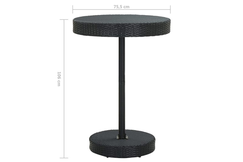 Trädgårdsbord svart 75,5x106 cm konstrotting - Svart - Matbord utomhus