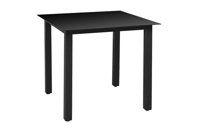 Trädgårdsbord svart 80x80x74 cm aluminium och glas - Svart - Matbord utomhus