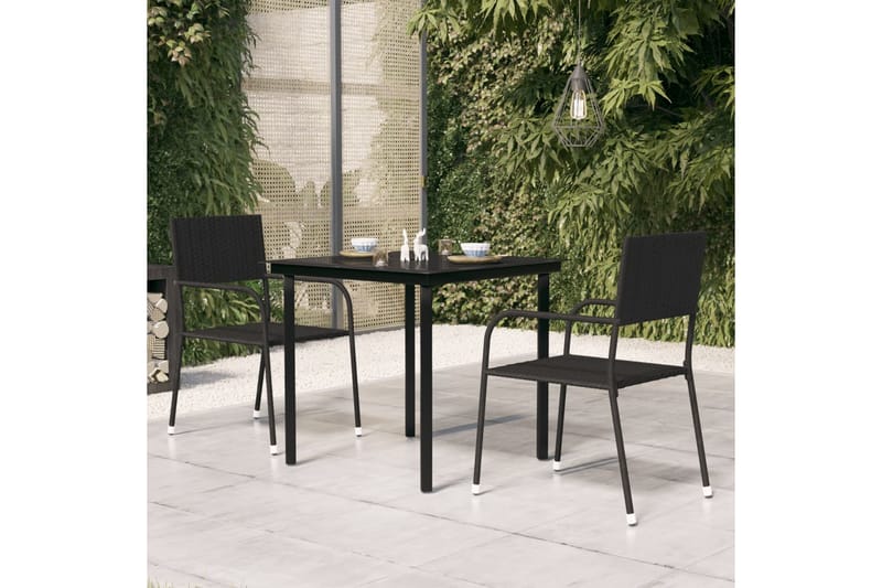 Trädgårdsbord svart 80x80x74 cm stål och glas - Svart - Matbord utomhus