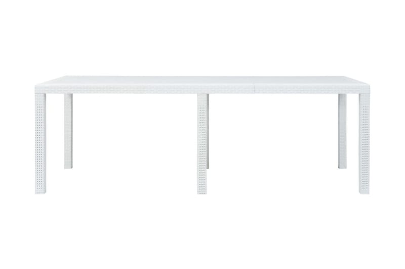 Trädgårdsbord vit 220x90x72 cm konstrotting - Vit - Matbord utomhus