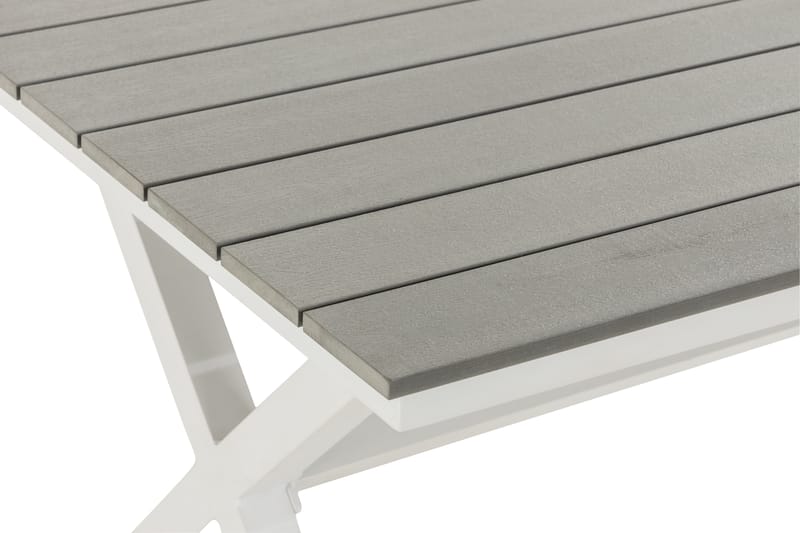 Tunis Kryssbord 150x90 cm – Utemöbler Matbord Utomhus i Trä för Uteplats och Trädgård - Vit / Grå - Utemöbler & utemiljö - Utebord & trädgårdsbord - Matbord utomhus