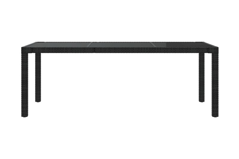Utebord 190x90x75 cm härdat glas och konstrotting svart - Svart - Matbord utomhus