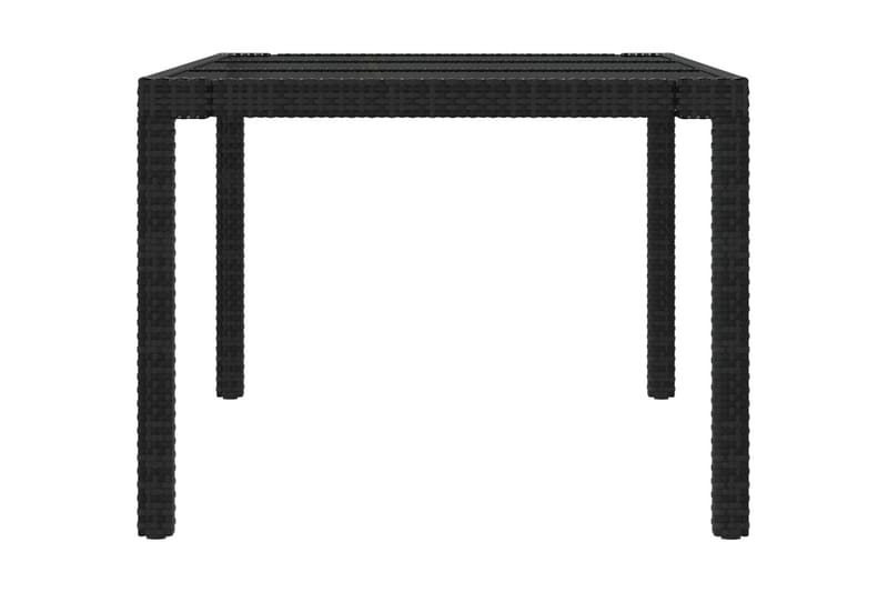 Utebord 190x90x75 cm härdat glas och konstrotting svart - Svart - Matbord utomhus