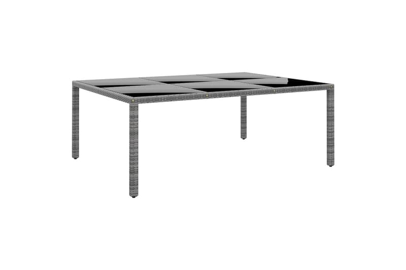 Utebord 200x150x75 cm härdat glas och konstrotting grå - Grå - Matbord utomhus
