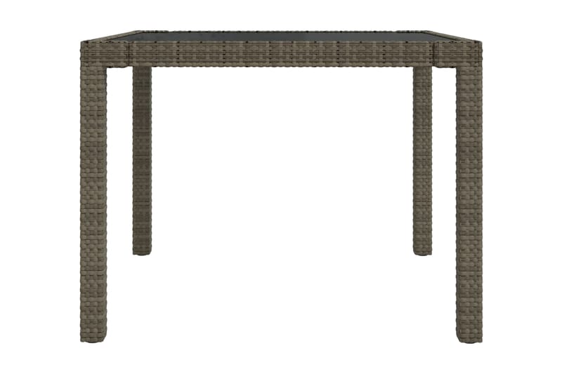 Utebord 90x90x75 cm Härdat glas och konstrotting grå - Grå - Matbord utomhus