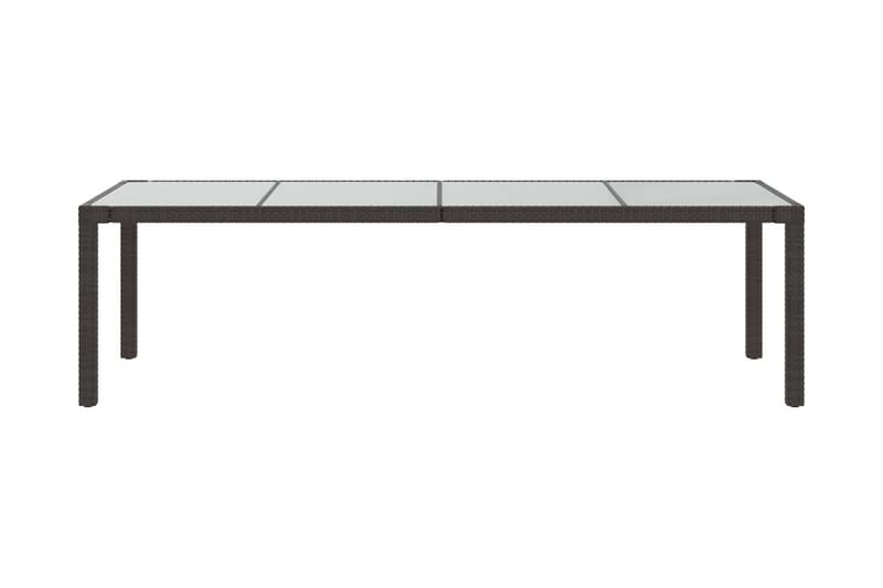 Utebord brun 250x100x75 cm härdat glas och konstrotting - Brun - Matbord utomhus