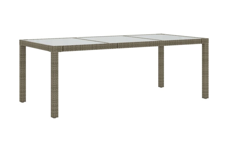 Utebord grå 190x90x75 cm härdat glas och konstrotting - Grå - Matbord utomhus