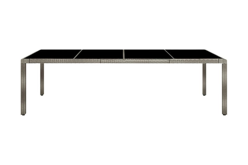 Utebord grå 250x100x75 cm härdat glas och konstrotting - Grå - Matbord utomhus
