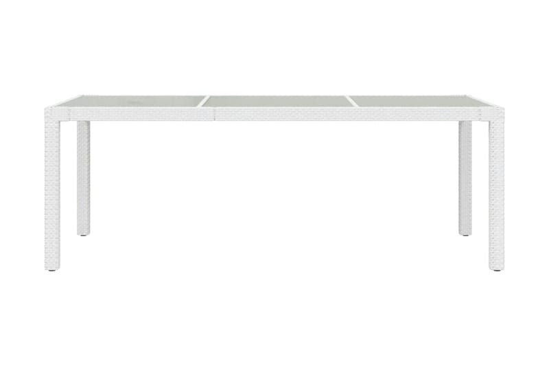 Utebord vit 190x90x75 cm härdat glas och konstrotting - Vit - Matbord utomhus