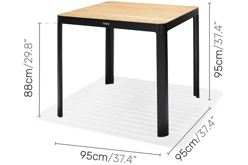 Utebord Portals 95 cm - Svart/Trä - Utemöbler & utemiljö - Utebord & trädgårdsbord - Matbord utomhus