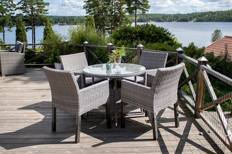 Volta Matbord Utomhus Rund Ø90 cm - Beige/Grå - Utemöbler & utemiljö - Utebord & trädgårdsbord - Matbord utomhus