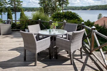 Volta Matbord Utomhus Rund Ø90 cm - Beige/Grå - Utemöbler & utemiljö - Utebord & trädgårdsbord - Matbord utomhus