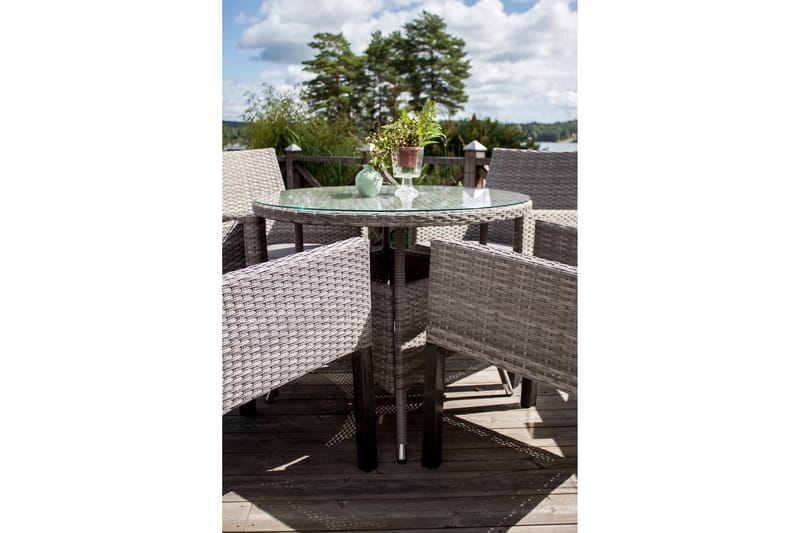 Volta Matbord Utomhus Rund Ø90 cm - Beige/Grå - Utemöbler & utemiljö - Utebord & trädgårdsbord - Matbord utomhus