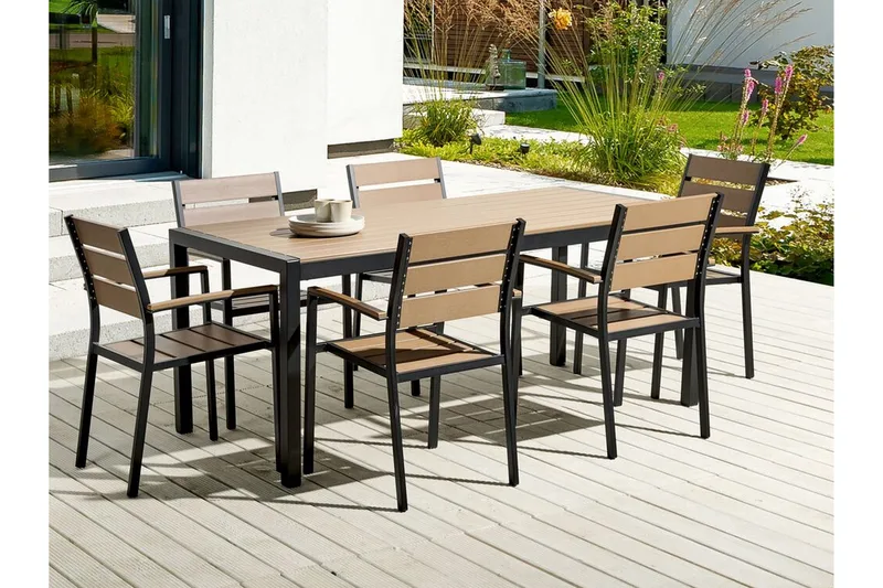 Pereta Matbord Utomhus 180x90 cm - Ljusbrun/Svart - Utemöbler & utemiljö - Utebord & trädgårdsbord - Matbord utomhus
