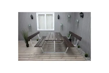 Picknickbord Rustik Metall Med Ryggstöd - Brun - Utemöbler & utemiljö - Utebord & trädgårdsbord - Picknickbord