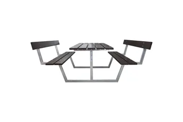 Picknickbord Rustik Metall Med Ryggstöd - Brun - Utemöbler & utemiljö - Utebord & trädgårdsbord - Picknickbord