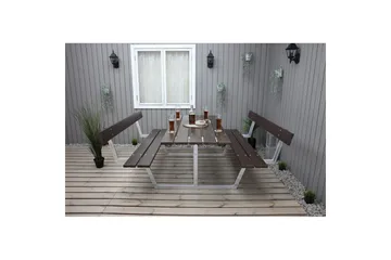 Picknickbord Rustik Metall Med Ryggstöd - Brun - Utemöbler & utemiljö - Utebord & trädgårdsbord - Picknickbord